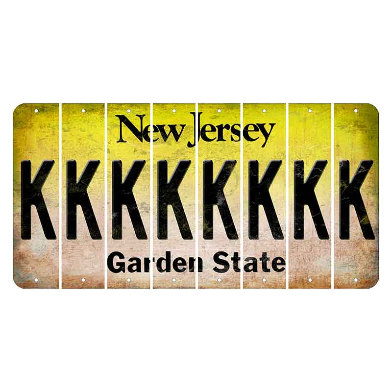 New Jersey Yellow Garden State Cut License Plate Strips (Set of 8) K