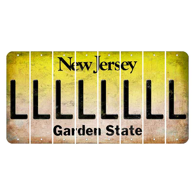 New Jersey Yellow Garden State Cut License Plate Strips (Set of 8) L