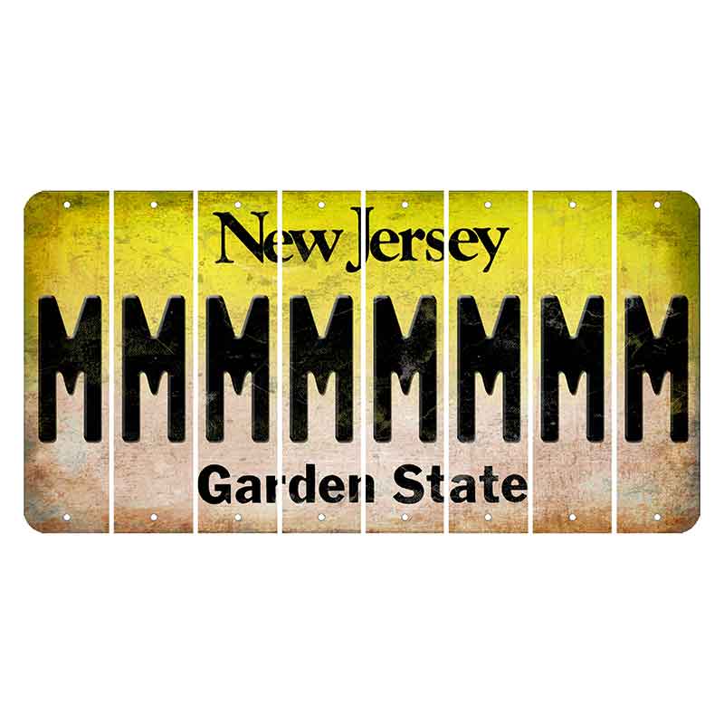 New Jersey Yellow Garden State Cut License Plate Strips (Set of 8) M