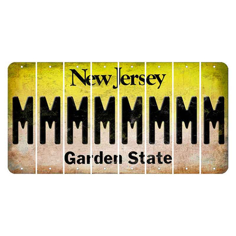 New Jersey Yellow Garden State Cut License Plate Strips (Set of 8) M