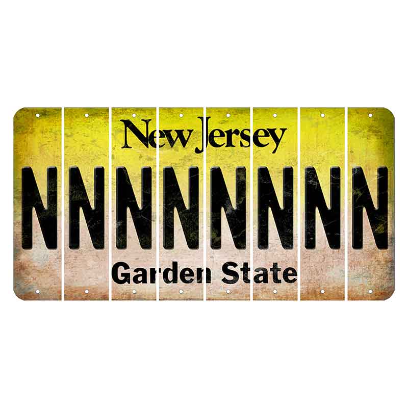 New Jersey Yellow Garden State Cut License Plate Strips (Set of 8) N