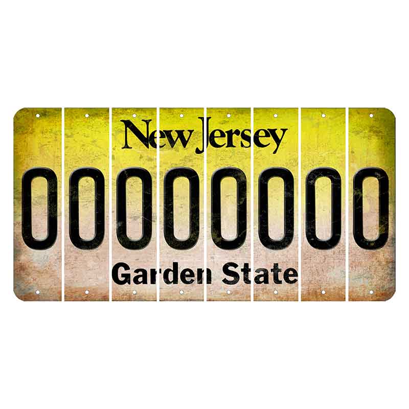 New Jersey Yellow Garden State Cut License Plate Strips (Set of 8) O