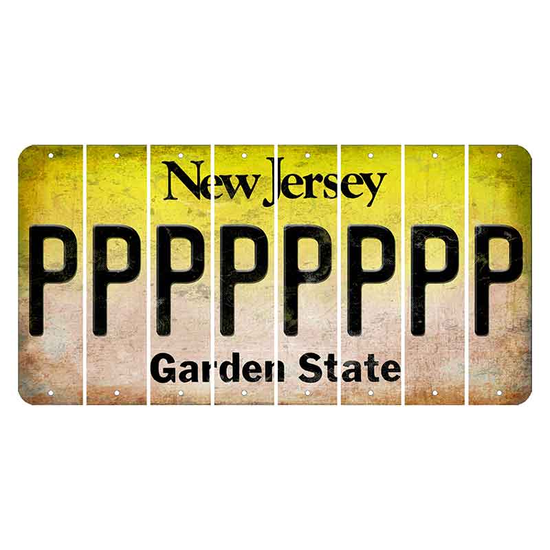 New Jersey Yellow Garden State Cut License Plate Strips (Set of 8) P