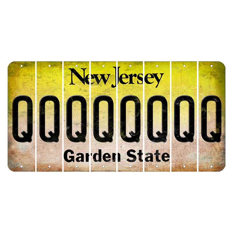 New Jersey Yellow Garden State Cut License Plate Strips (Set of 8) Q