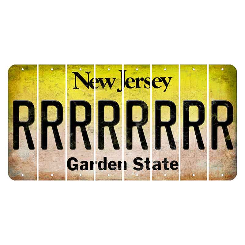 New Jersey Yellow Garden State Cut License Plate Strips (Set of 8) R