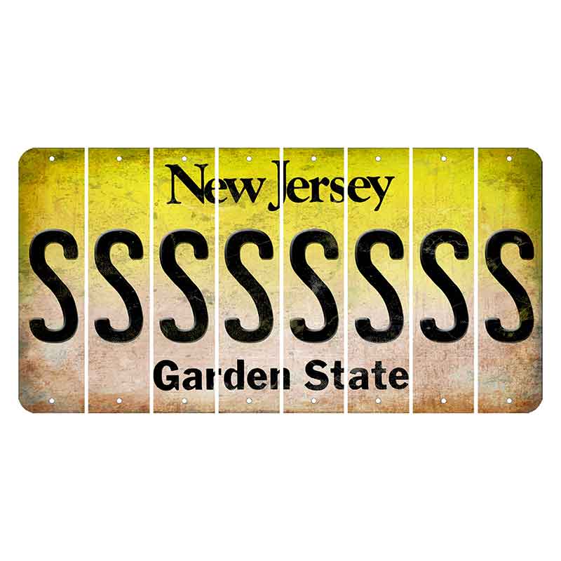 New Jersey Yellow Garden State Cut License Plate Strips (Set of 8) S