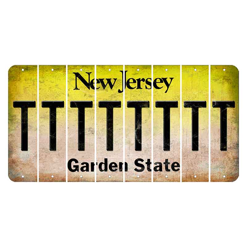 New Jersey Yellow Garden State Cut License Plate Strips (Set of 8) T