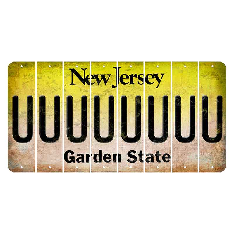 New Jersey Yellow Garden State Cut License Plate Strips (Set of 8) U