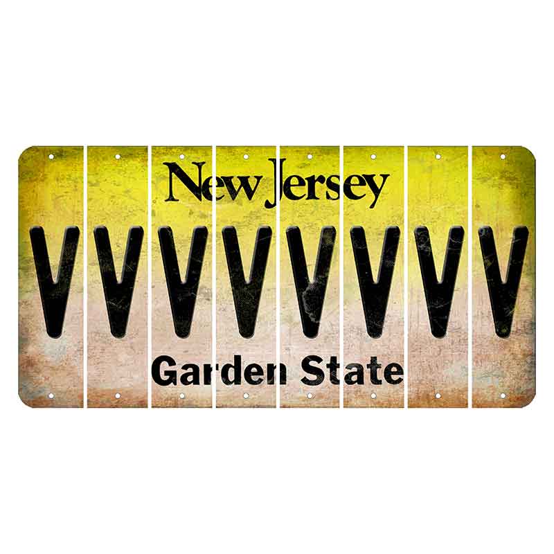 New Jersey Yellow Garden State Cut License Plate Strips (Set of 8) V