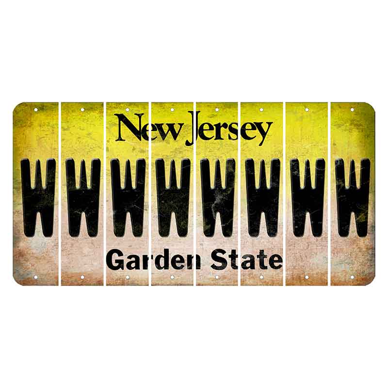 New Jersey Yellow Garden State Cut License Plate Strips (Set of 8) W