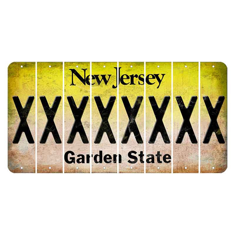 New Jersey Yellow Garden State Cut License Plate Strips (Set of 8) X