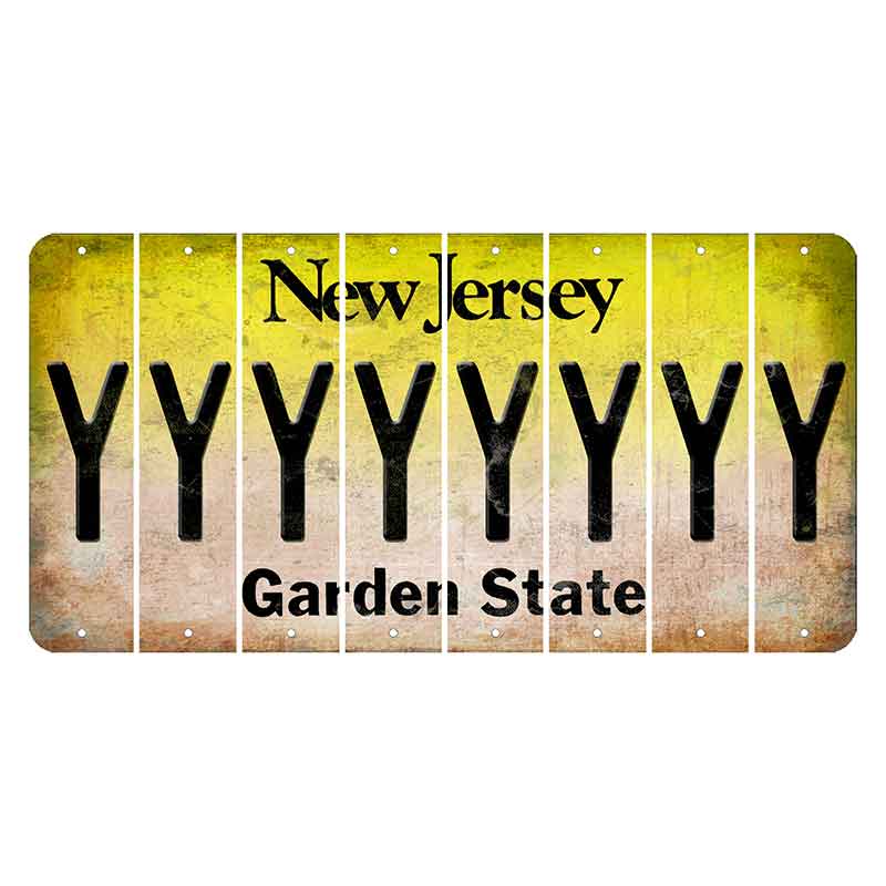 New Jersey Yellow Garden State Cut License Plate Strips (Set of 8) Y