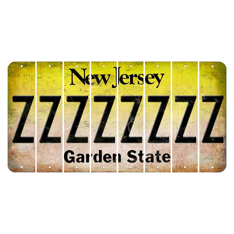 New Jersey Yellow Garden State Cut License Plate Strips (Set of 8) Z