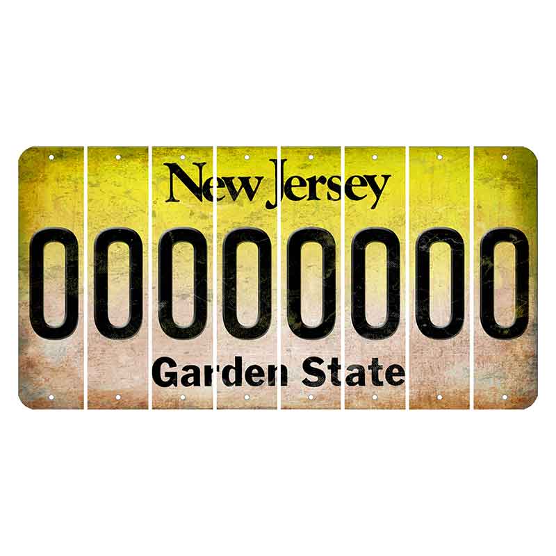 New Jersey Yellow Garden State Cut License Plate Strips (Set of 8)