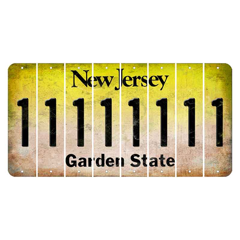 New Jersey Yellow Garden State Cut License Plate Strips (Set of 8) 1