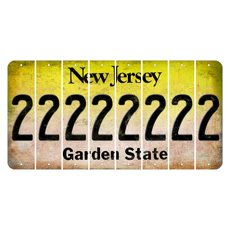 New Jersey Yellow Garden State Cut License Plate Strips (Set of 8) 2