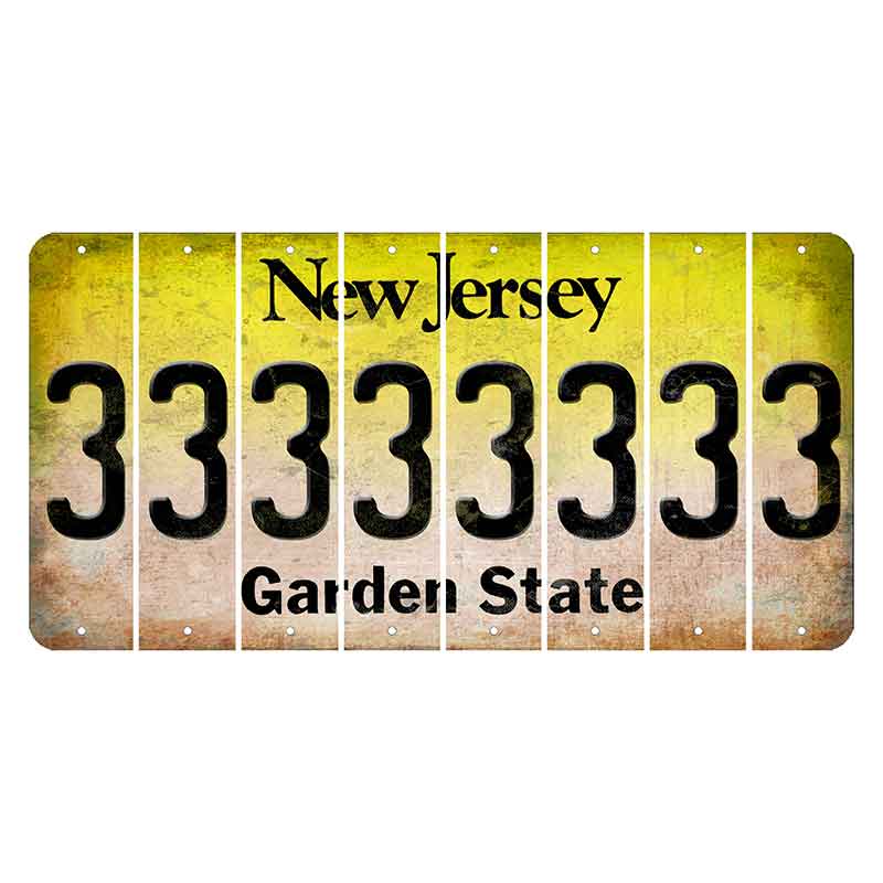 New Jersey Yellow Garden State Cut License Plate Strips (Set of 8) 3