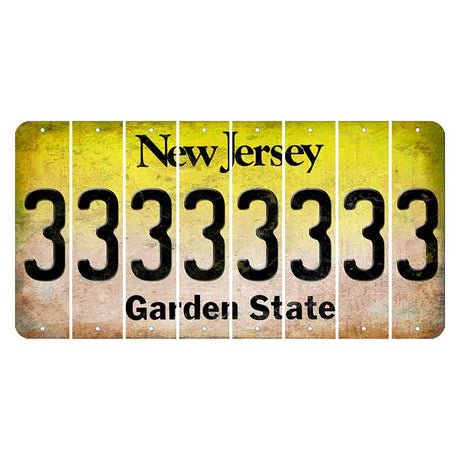 New Jersey Yellow Garden State Cut License Plate Strips (Set of 8) 3