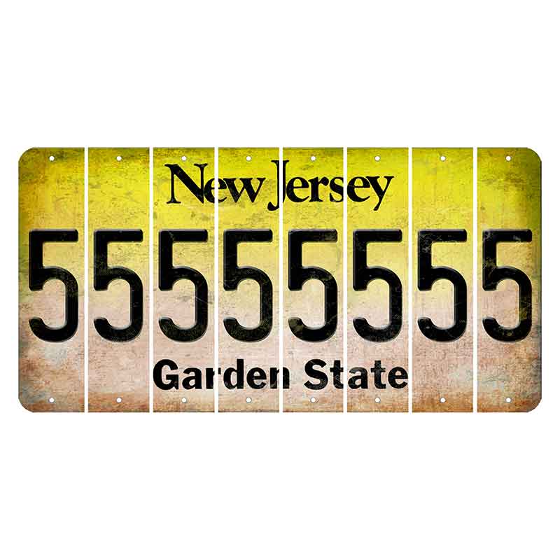 New Jersey Yellow Garden State Cut License Plate Strips (Set of 8) 5