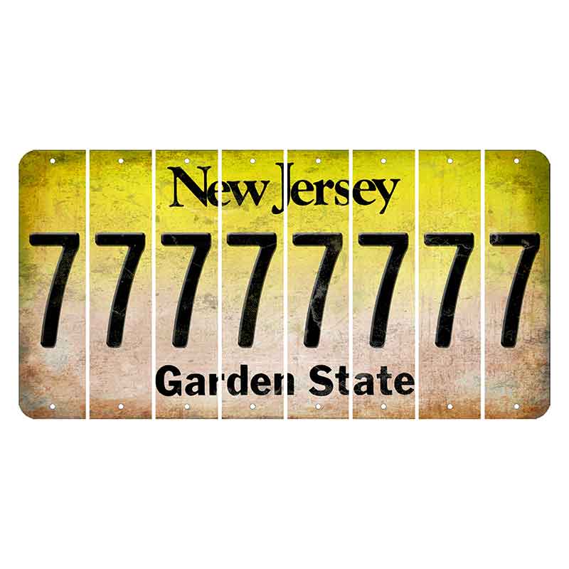 New Jersey Yellow Garden State Cut License Plate Strips (Set of 8) 7