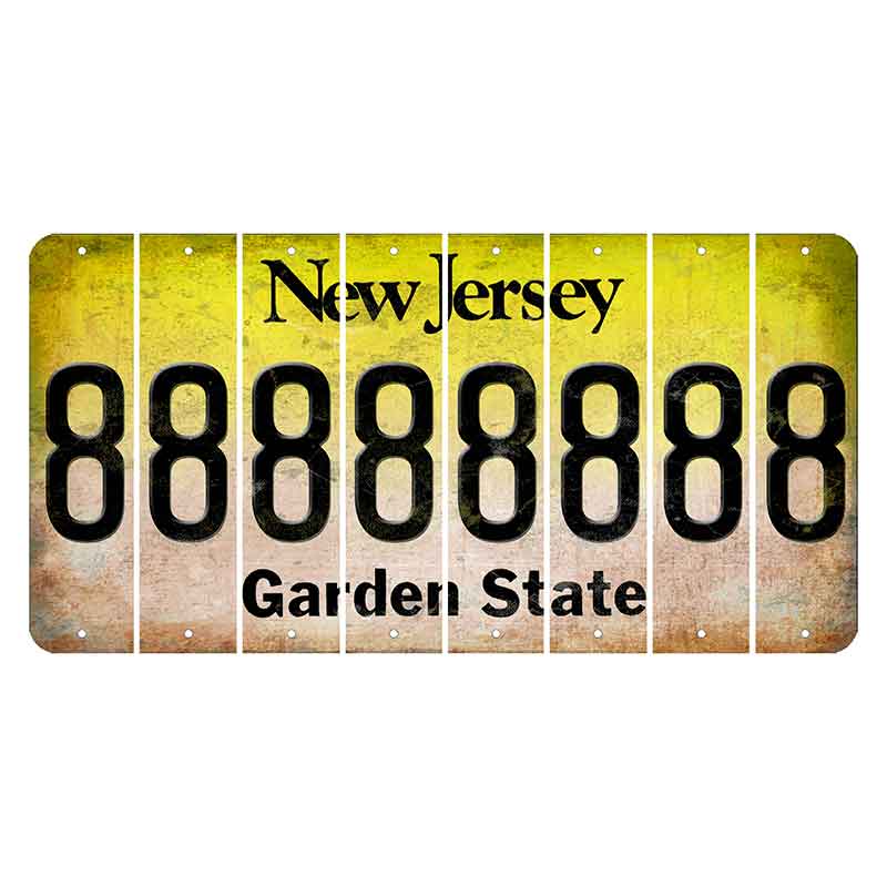 New Jersey Yellow Garden State Cut License Plate Strips (Set of 8) 8