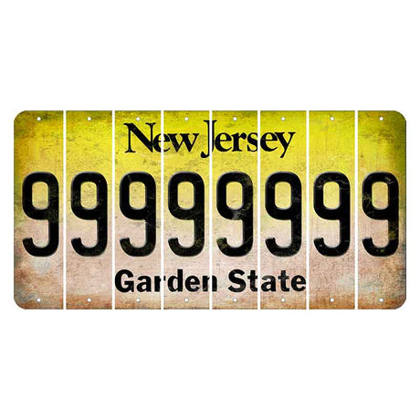 New Jersey Yellow Garden State Cut License Plate Strips (Set of 8) 9