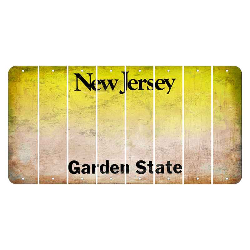 New Jersey Yellow Garden State Cut License Plate Strips (Set of 8) Blank