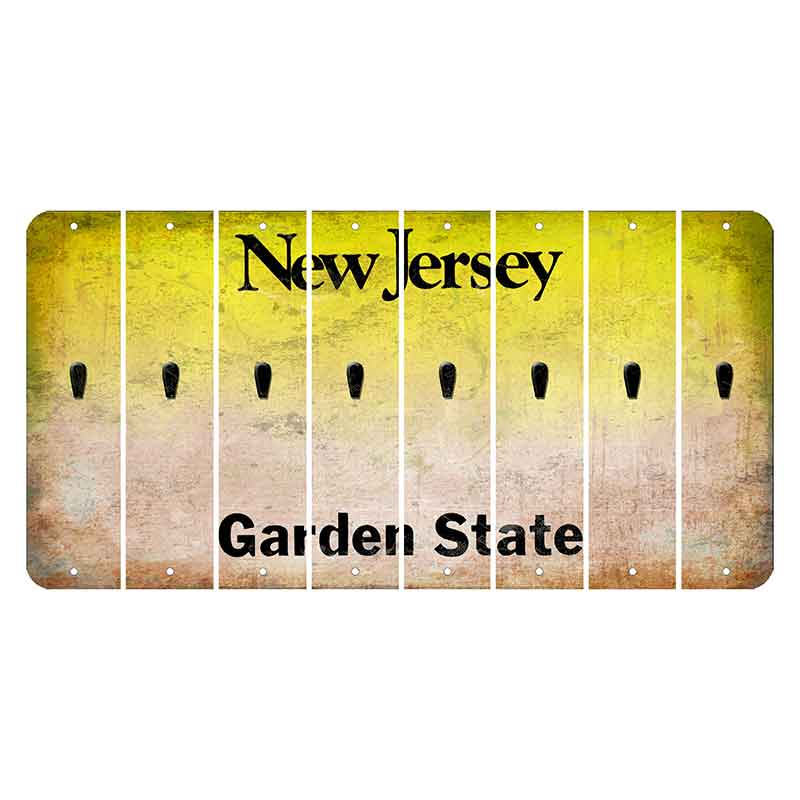 New Jersey Yellow Garden State Cut License Plate Strips (Set of 8) Apostrophe