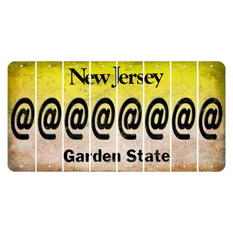 New Jersey Yellow Garden State Cut License Plate Strips (Set of 8) At Sign