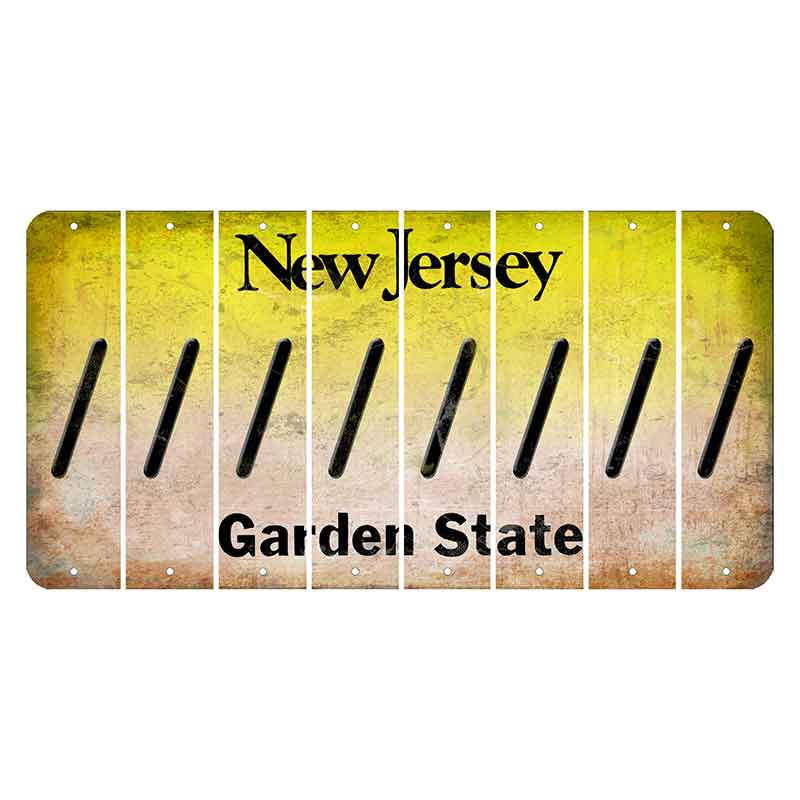 New Jersey Yellow Garden State Cut License Plate Strips (Set of 8) Forward Slash