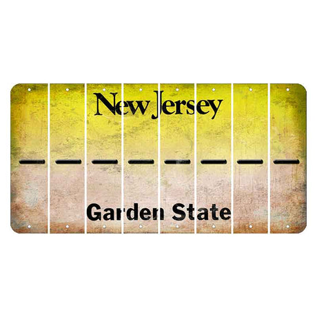 New Jersey Yellow Garden State Cut License Plate Strips (Set of 8) Hyphen