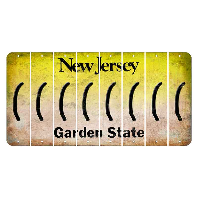 New Jersey Yellow Garden State Cut License Plate Strips (Set of 8) Parenthesis - Left