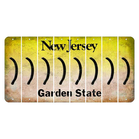 New Jersey Yellow Garden State Cut License Plate Strips (Set of 8) Parenthesis - Right