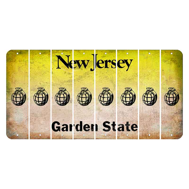 New Jersey Yellow Garden State Cut License Plate Strips (Set of 8) Grenade