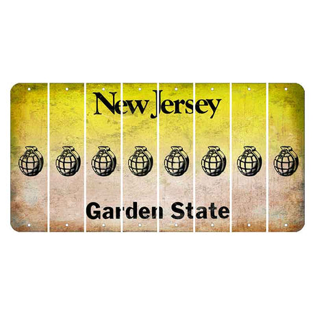 New Jersey Yellow Garden State Cut License Plate Strips (Set of 8) Grenade