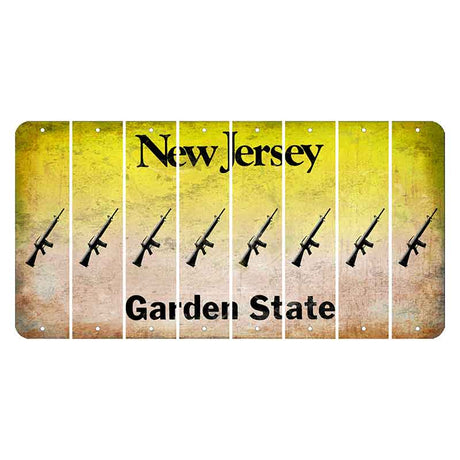 New Jersey Yellow Garden State Cut License Plate Strips (Set of 8) Rifle