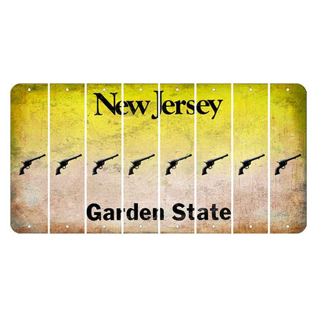 New Jersey Yellow Garden State Cut License Plate Strips (Set of 8) Revolver