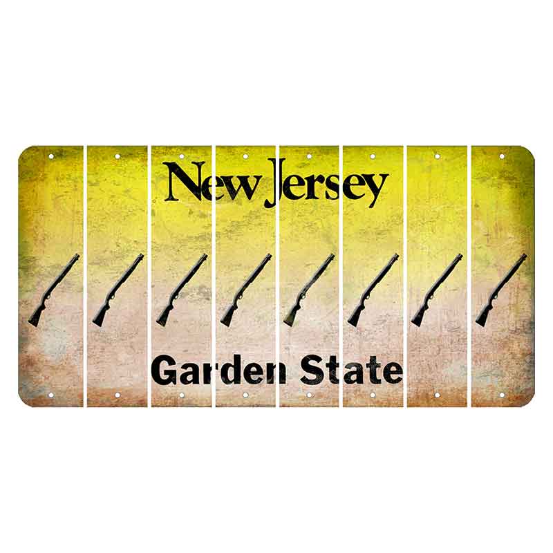 New Jersey Yellow Garden State Cut License Plate Strips (Set of 8) Shotgun