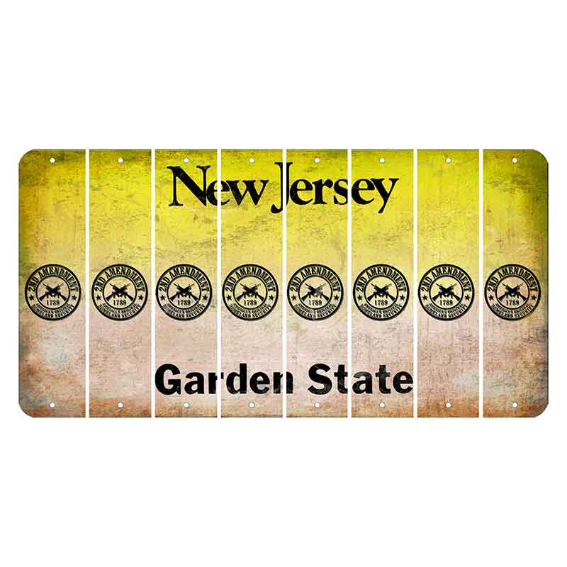 New Jersey Yellow Garden State Cut License Plate Strips (Set of 8) 2nd Amendment