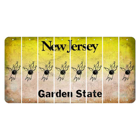 New Jersey Yellow Garden State Cut License Plate Strips (Set of 8) Bowling