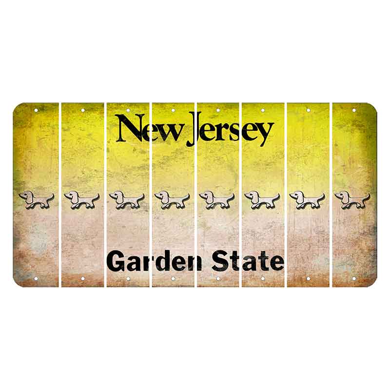 New Jersey Yellow Garden State Cut License Plate Strips (Set of 8) Dog