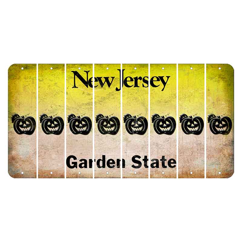 New Jersey Yellow Garden State Cut License Plate Strips (Set of 8) Pumpkin