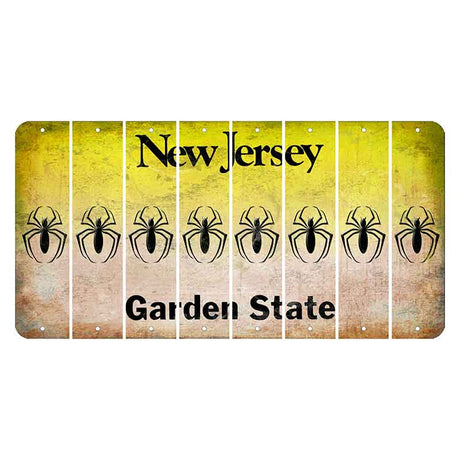 New Jersey Yellow Garden State Cut License Plate Strips (Set of 8) Spider