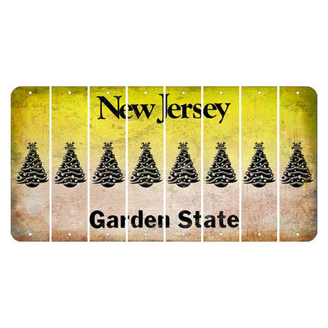 New Jersey Yellow Garden State Cut License Plate Strips (Set of 8) Christmas Tree