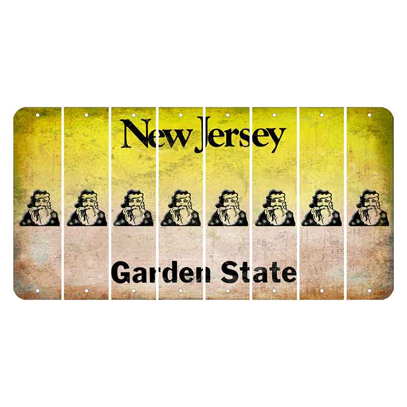 New Jersey Yellow Garden State Cut License Plate Strips (Set of 8) Santa Claus