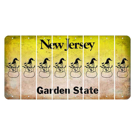 New Jersey Yellow Garden State Cut License Plate Strips (Set of 8) Snowman