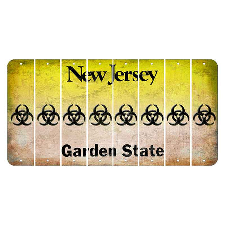 New Jersey Yellow Garden State Cut License Plate Strips (Set of 8) Radioactive