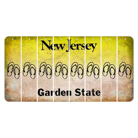 New Jersey Yellow Garden State Cut License Plate Strips (Set of 8) Flip Flops