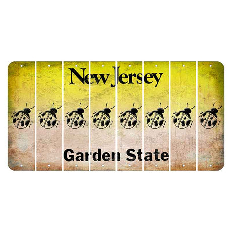 New Jersey Yellow Garden State Cut License Plate Strips (Set of 8) Ladybug