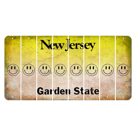 New Jersey Yellow Garden State Cut License Plate Strips (Set of 8) Smiley Face